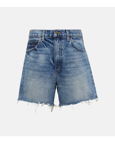 Nili Lotan Yoann Low-rise Cotton Denim Shorts - Blue