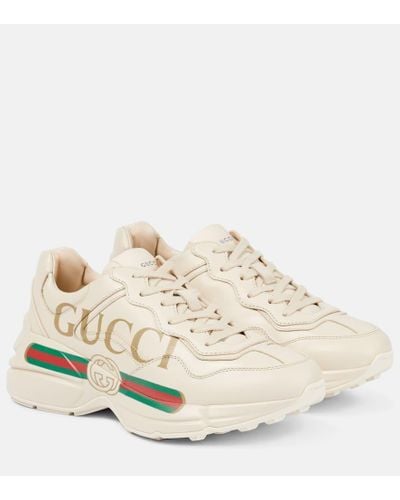 Gucci Rhyton Sneakers Aus Leder Mit Logoprint - Weiß
