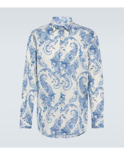 Etro Camicia in cotone con stampa paisley - Blu