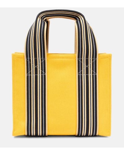 Loro Piana The Suitcase Stripe Mini Canvas Tote Bag - Yellow