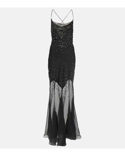 Rabanne Embellished Chiffon Maxi Dress - Black
