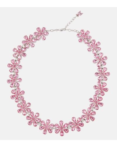 AMINA MUADDI Crystal-embellished Choker - Pink