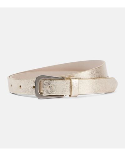 Brunello Cucinelli Metallic Leather Belt - Natural
