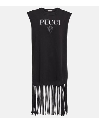Emilio Pucci Robe en coton a logo - Noir