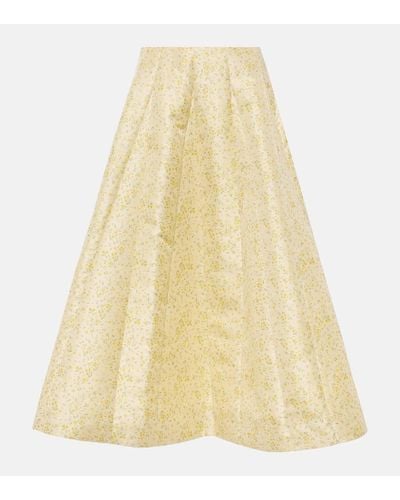 Markarian Marjorie Floral Brocade Midi Skirt - Natural