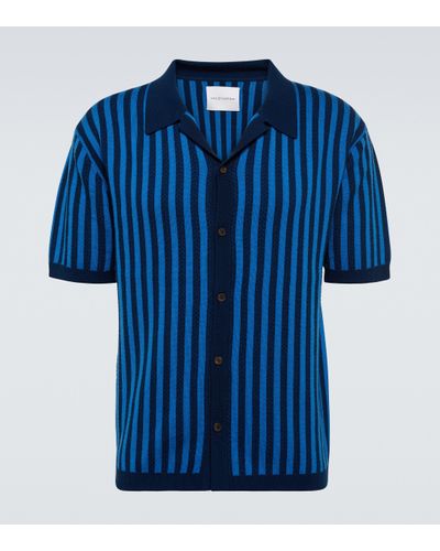 King & Tuckfield Camisa de bolos de lana a rayas - Azul