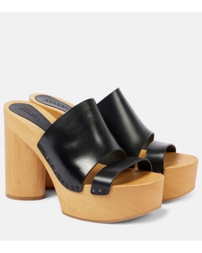 Isabel Marant Hyun Leather Platform Mules - Black