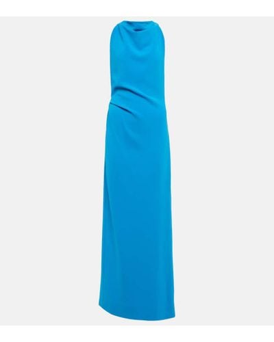 Proenza Schouler Vestido largo de crepe de cuello cerrado - Azul