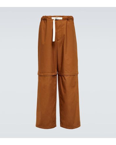 Jil Sander Pantaloni in cotone a gamba larga - Marrone