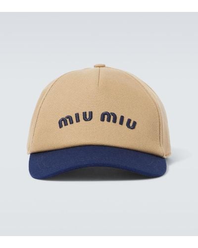 Miu Miu Cappello da baseball in velluto a coste con logo - Blu