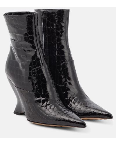 Bottega Veneta Ankle Boots Punta aus Lackleder - Schwarz