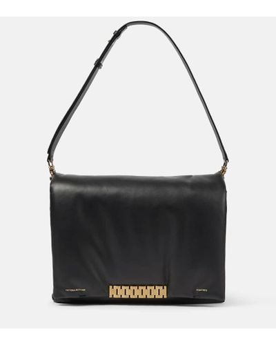 Victoria Beckham Puffy Jumbo Chain Leather Shoulder Bag - Black