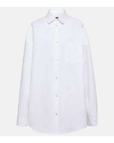 Balenciaga Outerwear Oversized Cotton Poplin Shirt - White