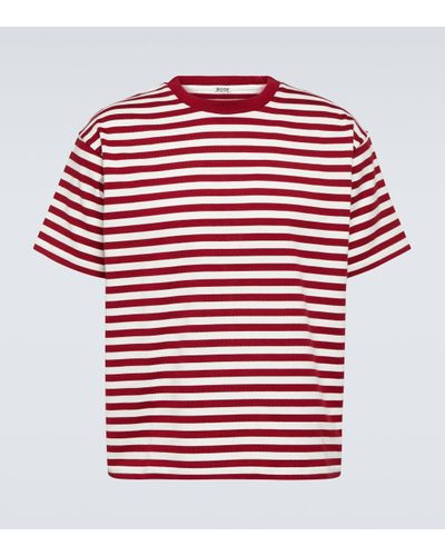Bode Sawyer Striped Cotton T-shirt - Red