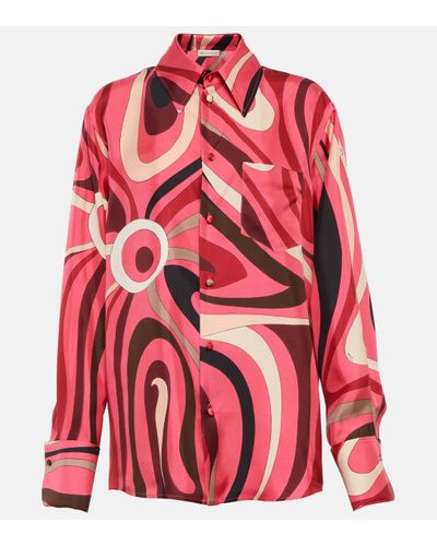 Emilio Pucci Abstract-print Silk Shirt - Red