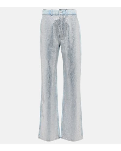 FRAME Le Jane Embellished High-rise Jeans - Grey