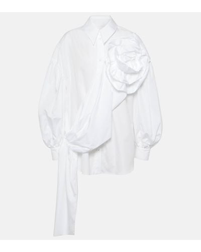 Simone Rocha Floral-applique Cotton Poplin Shirt - White