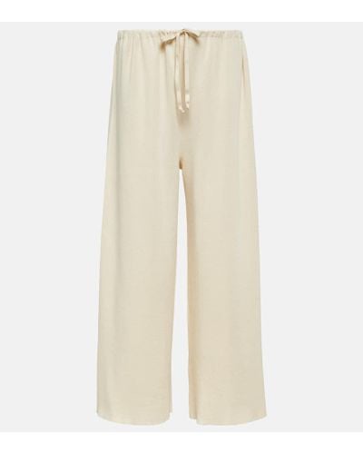 The Row Delphine Silk And Cotton Sweatpants - Natural
