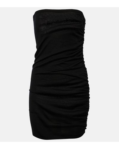 Isabel Marant Ruched Wool Minidress - Black