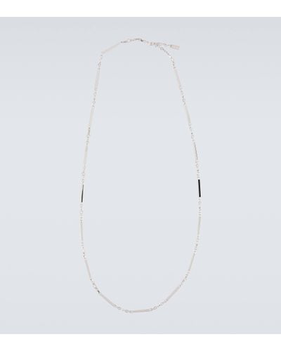Saint Laurent Collier Tube Embellished Necklace - White