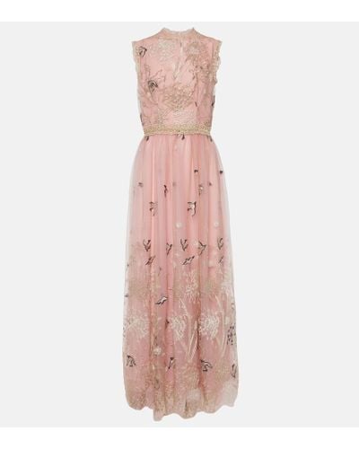 Costarellos Bestickte Robe aus Tuell - Pink