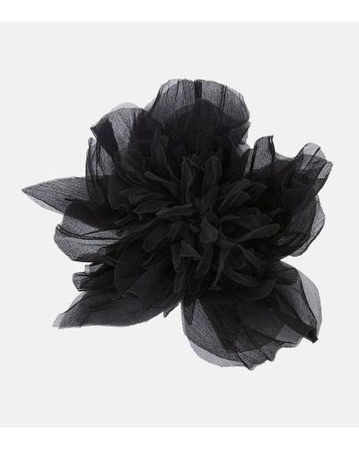 Max Mara Broche Luisa de crepe de seda floral - Negro