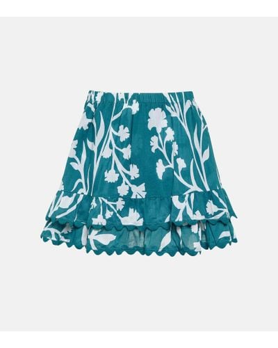 Juliet Dunn Minifalda de algodon a capas estampada - Azul