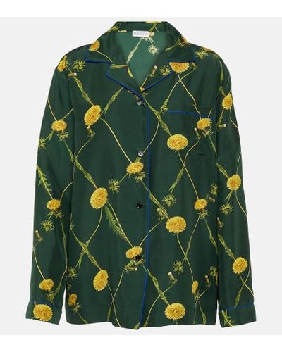 Burberry Bedrucktes Pyjama-Hemd aus Seide - Grün