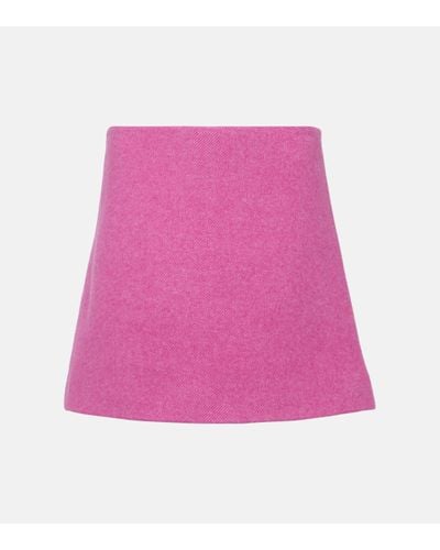 Ganni Recycled Wool-blend Twill Mini Skirt - Pink
