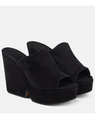 Robert Clergerie Sandali Dolcy in suede con plateau - Nero
