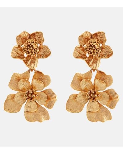 Oscar de la Renta Classic Flower Drop Earrings - Metallic