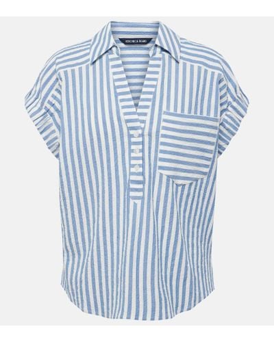 Veronica Beard Almera Striped Cotton Shirt - Blue