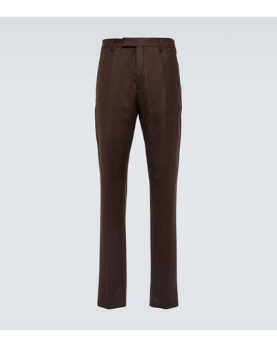 Berluti Wool Straight Trousers - Brown