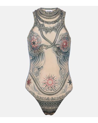 Jean Paul Gaultier Tattoo Collection Printed Bodysuit - Multicolor