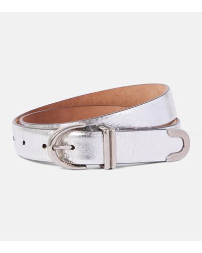 Khaite Bambi Metallic Leather Belt - White