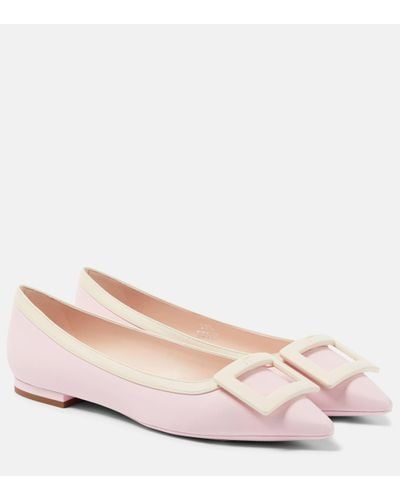 Roger Vivier Gommettine Ball Patent Leather Ballet Flats - Pink