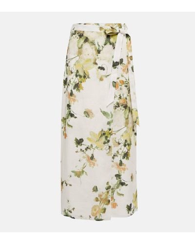 Erdem Floral Linen Maxi Skirt - Metallic
