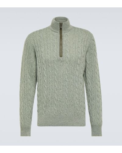 Loro Piana Treccia Cable-knit Cashmere Jumper - Green
