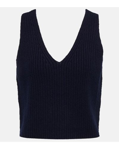 Eres V-neck Wool And Cashmere Top - Blue