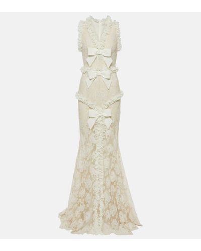 Alessandra Rich Bow-detail Lace Gown - White