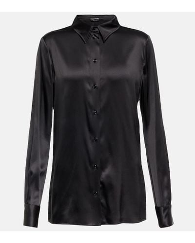 Tom Ford Camisa de saten en mezcla de seda - Negro