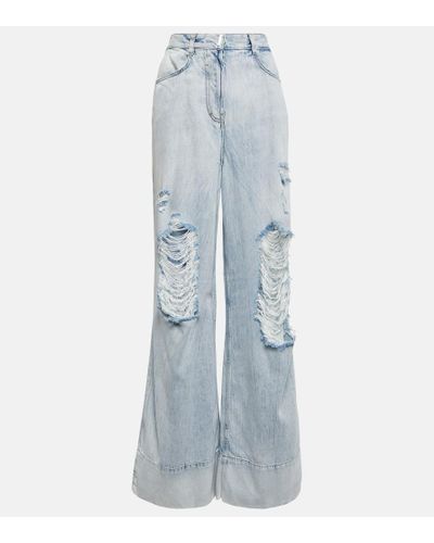 Givenchy Distressed Wide-Leg Jeans - Blau