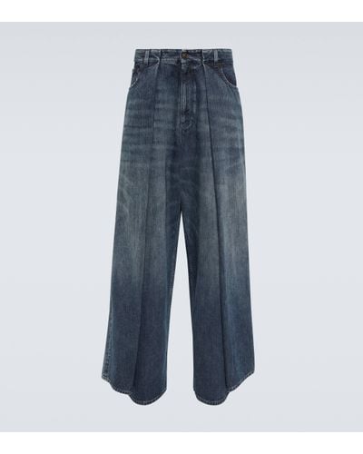 Balenciaga Pleated High-rise Wide-leg Jeans - Blue