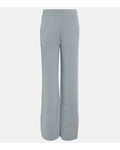Loro Piana Ribbed-knit Cashmere Trousers - Grey