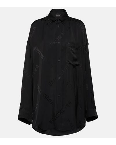 Balenciaga Bal Diagonal Allover Flowing Shirt - Black