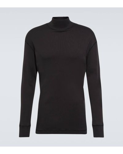Lemaire Ribbed-knit Cotton Mockneck Sweater - Black