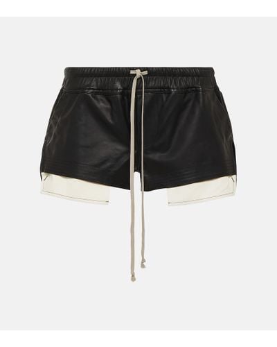 Rick Owens Fog Leather Shorts - Black