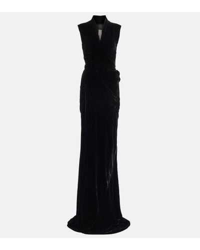 Rick Owens Wrap Velvet Maxi Gown - Black