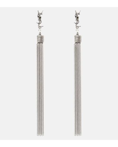 Saint Laurent Pendientes LouLou en cascada - Blanco