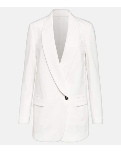 Brunello Cucinelli Single-breasted Cotton-blend Blazer - White